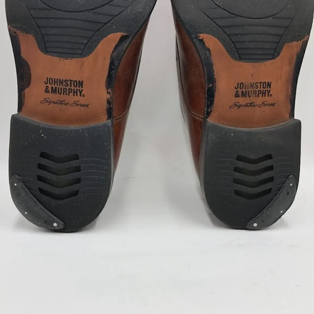 Johnston & Murphy Men's Brown Leather Monk Buckle Style Shoes 11.5M Sheepskin